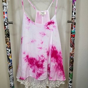 Y2K Umgee Pink and White Tie-Dye Camisole